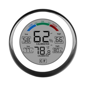 Digital Hygrometer Indoor Thermometer Humidity Gauge with Touchscreen Humidity Monitor Indicator Room Thermometer with Temperature Humidity Gauge for Home Office Greenhouse