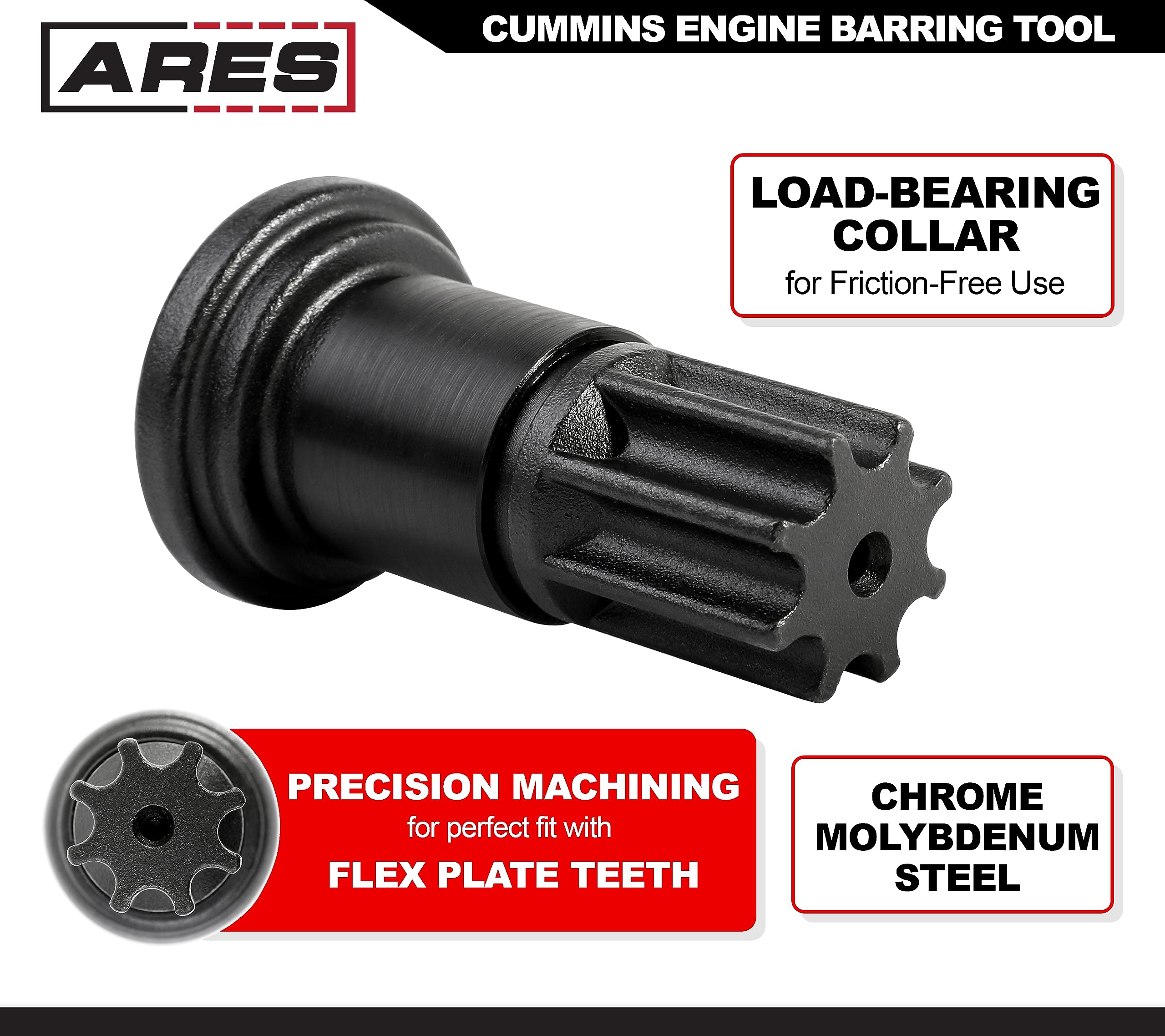 ARES 15003 - Engine Barring Tool for Cummins - Makes Engine Rotation Easy - Use with Cummins B and C Series Diesel Engines and Use with Dodge Pickup 5.9-Liter Diesel Engines