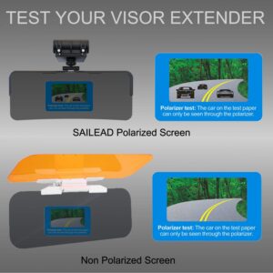 SAILEAD Sun Visor for Car - Polarized, Universal Car Visor Extender Sun Blocker, Sunglass Holder for Car Visor, Sunglasses Clip - Protects from Sun Glare, Snow Blindness and UV Rays