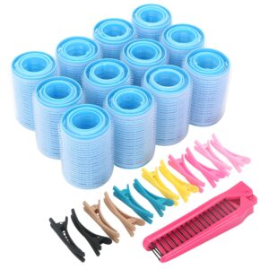 49 pcs self grip hair rollers set for stunning waves & curls - large, medium, small sizes with comb & clips