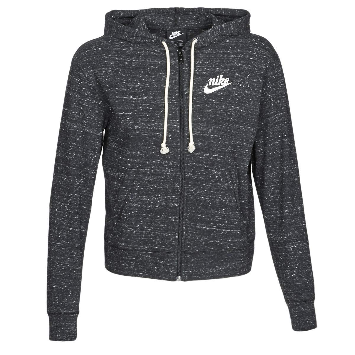 Nike Women's Sportswear Gym Vintage Full-Zip Hoodie , Black/(Sail), Medium