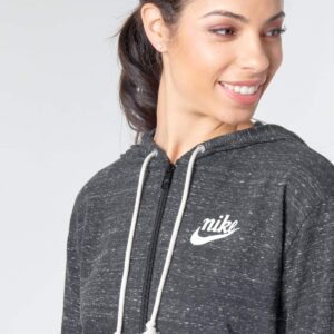 Nike Women's Sportswear Gym Vintage Full-Zip Hoodie , Black/(Sail), Medium