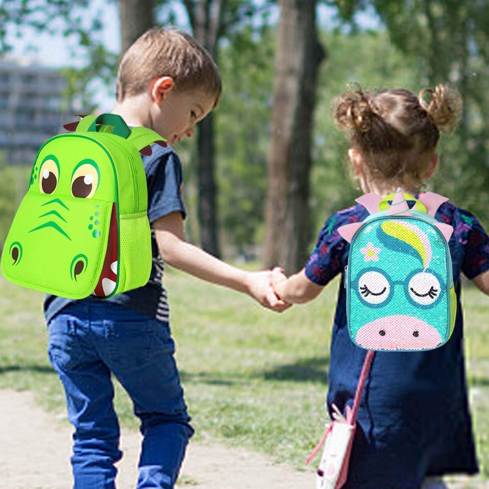 gxtvo Dinosaur Backpack for Boys, Toddler Kids Preschool Bookbag, 12" Cute Cartoon Animal Schoolbag