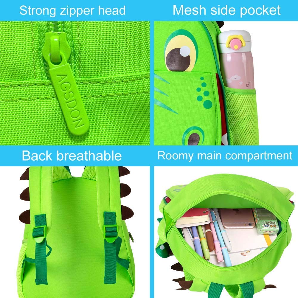 gxtvo Dinosaur Backpack for Boys, Toddler Kids Preschool Bookbag, 12" Cute Cartoon Animal Schoolbag