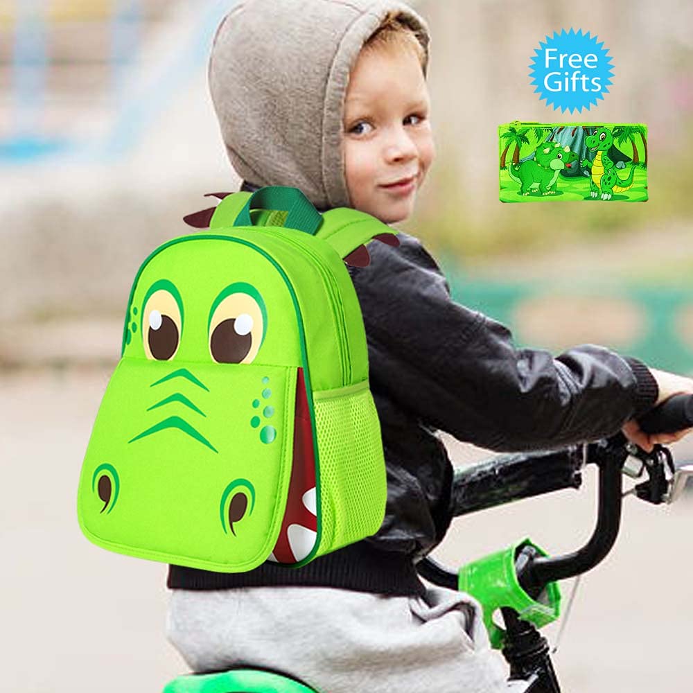 gxtvo Dinosaur Backpack for Boys, Toddler Kids Preschool Bookbag, 12" Cute Cartoon Animal Schoolbag