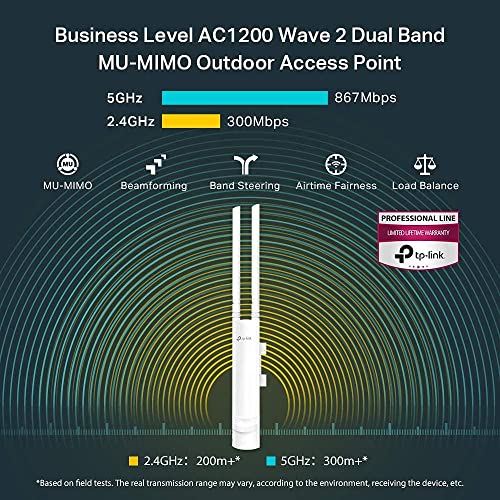 TP-Link AC1200 Wireless MU-MIMO Gigabit Indoor/Outdoor Access Point (EAP225-Outdoor) (Renewed)