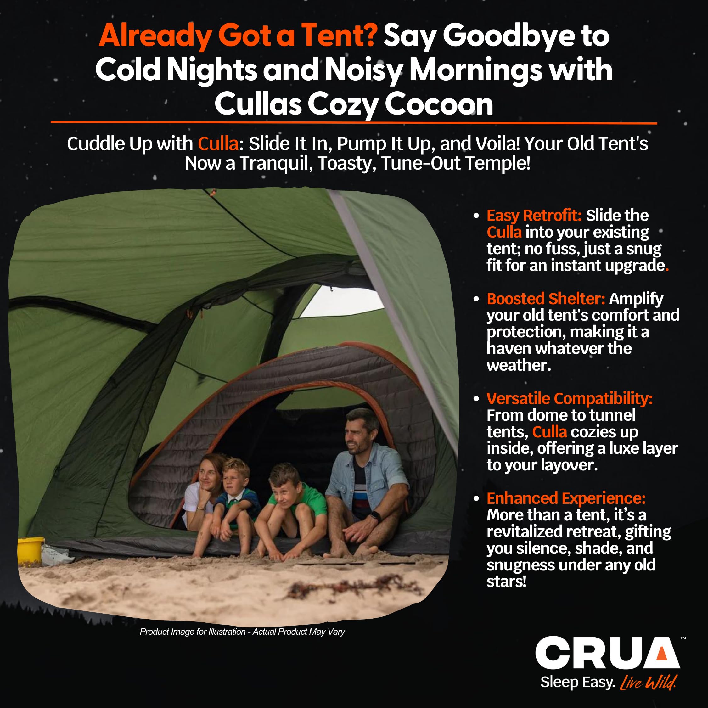 Crua Culla Maxx Temperature Regulating Inner Tent - Keeps You Warm in The Winter and Cool in The Summer - Fits in Most Tents and Camp cots