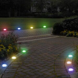 AOZBZ Solar Ground Light LED Color Changing Garden Light Outdoor Waterproof Disk Light Solar Landscape Pathway Light (multicolor)