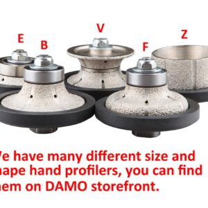 DAMO 1/2 inch Demi Bullnose Half Bullnose Roundover Medium Diamond Hand Profiler Router Bit Profile Wheel with 5/8-11 Thread for Granite Concrete Marble Countertop Edge …