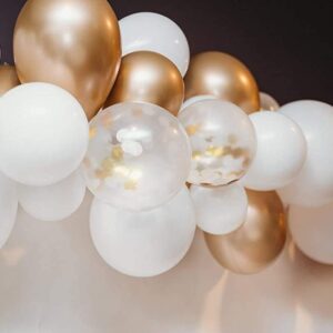 White and Gold Balloon Garland Kit, 60PCS Balloon Garland Including White, Chrome Gold & Confetti Balloons Decorations Backdrop Ideal for Wedding Birthday Baby Shower Bridal Party Decorations