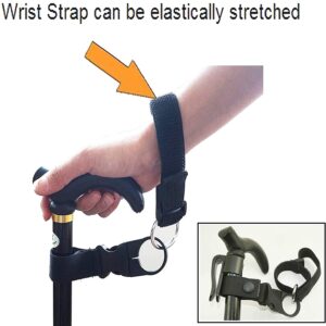 Secure Walking Stick Crutch & Cane Elastic Wrist Strap and Mobility Walker Pants Clip Belt Holder Support Grip Aid Holders for Arthritis, Elderly, Seniors & Camping & Hiking ~ Perfect Solution（No Cane