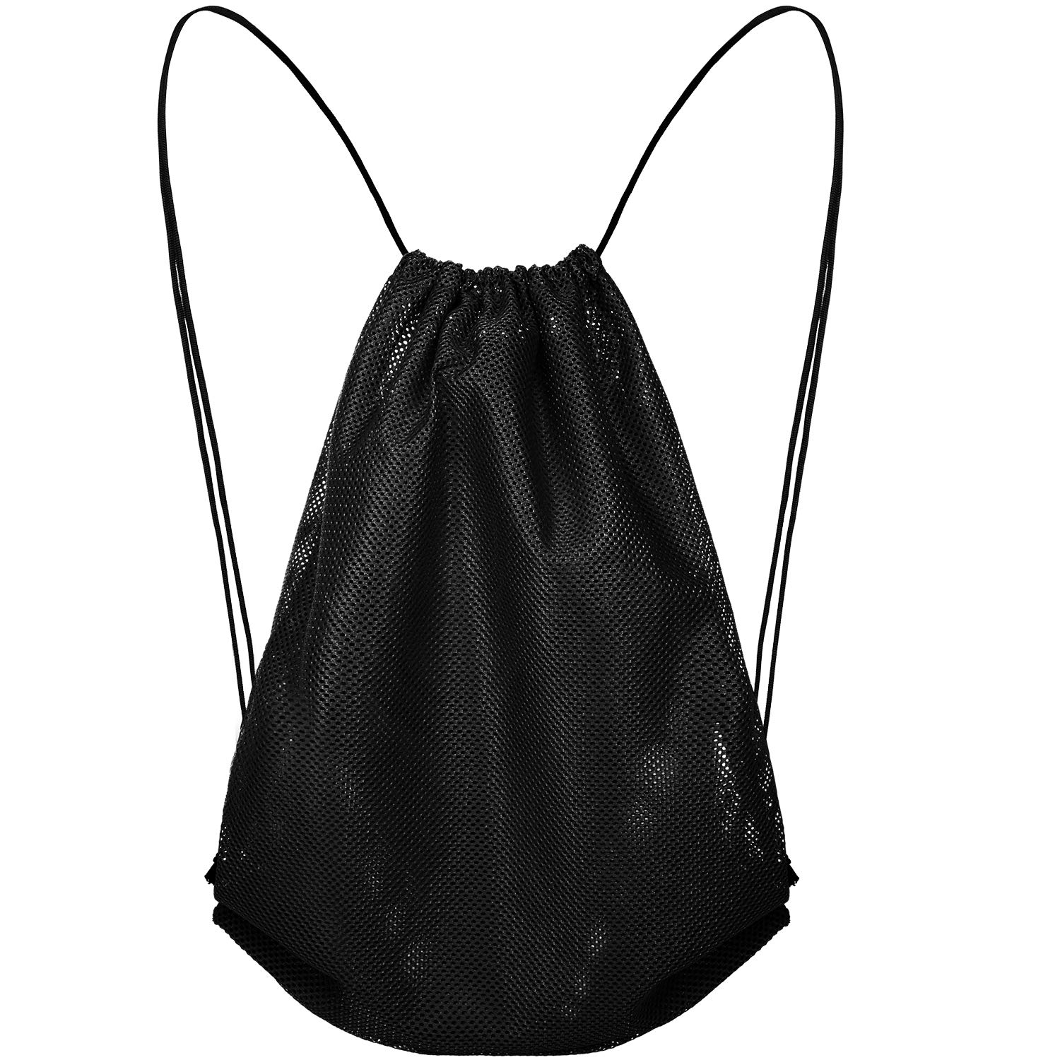 Frienda Mesh Drawstring Backpack Bag Multifunction Mesh Bag for Swimming, Gym, Clothes (Black)