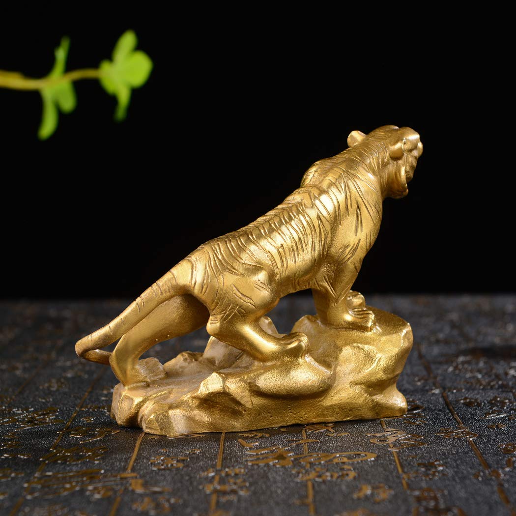 BRABUD Chinese Fengshui Handmade Brass Lucky Tiger Statues Attract Wealth Desktop Figurine Home Decor Housewarming Congratulatory Gift ZD047