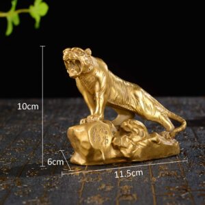 BRABUD Chinese Fengshui Handmade Brass Lucky Tiger Statues Attract Wealth Desktop Figurine Home Decor Housewarming Congratulatory Gift ZD047