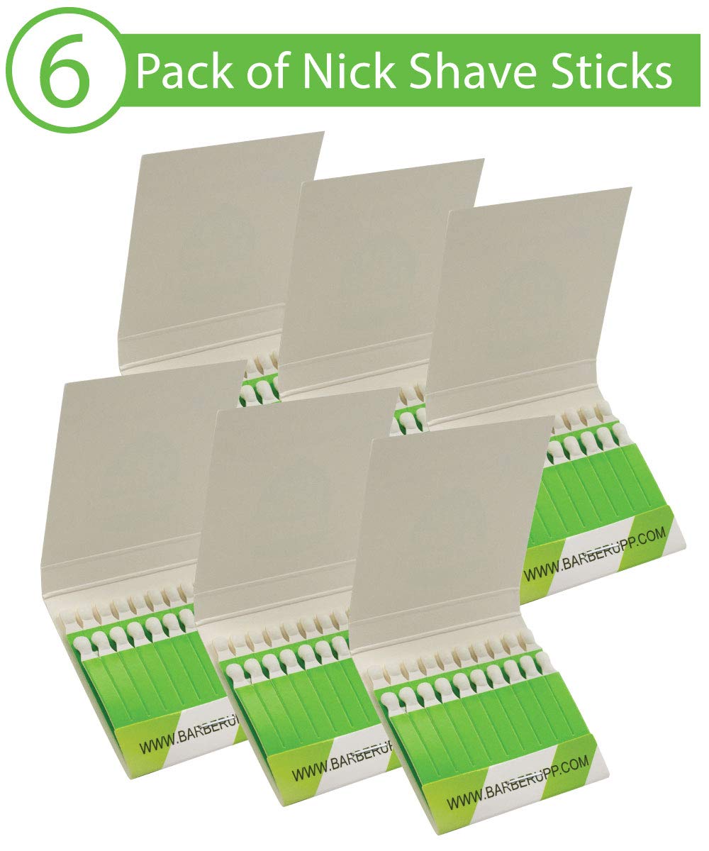 BARBERUPP Styptic Stick Shave Accessories (Green Stix, 6-Pack) Stops Bleeding For Razor Nicks For Men & Women - Sanitary and Great For Barbers or Personal