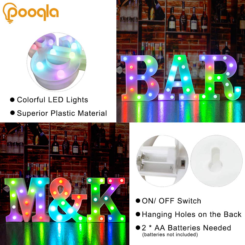 Pooqla Colorful LED Marquee Letter Lights with Remote – Light Up Marquee Signs – Party Bar Letters with Lights Decorations for the Home - Multicolor Letter Y