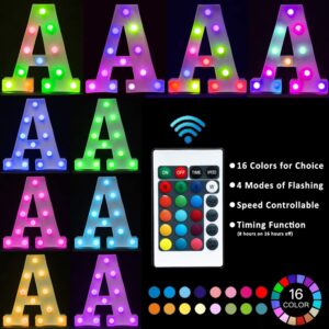 Pooqla Colorful LED Marquee Letter Lights with Remote – Light Up Marquee Signs – Party Bar Letters with Lights Decorations for the Home - Multicolor Letter Y