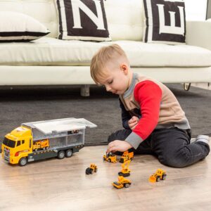 Joyfia Toys for Boys, 11 in 1 Engineering Die-cast Construction Car Toddler Toys, Excavator Dumper Bulldozer, Kids Transport Carrier Truck Vehicles Gifts for Age 3 4 5 6 7 Year Old Boys