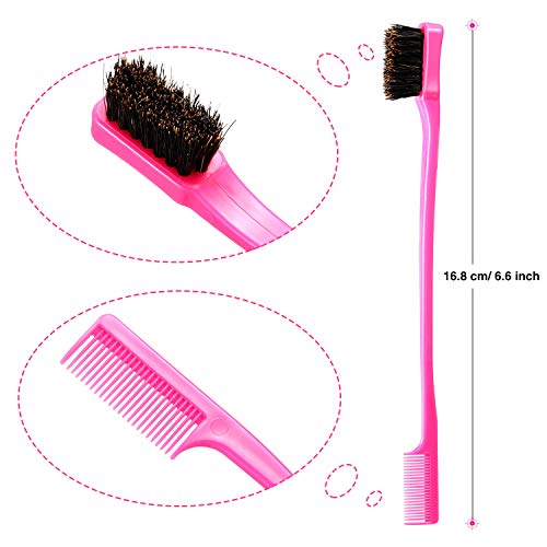 5 Pieces Hair Edge Brush Double Sided Control Hair Brush Comb Combo Pack Smooth Comb Grooming (5 Colors)