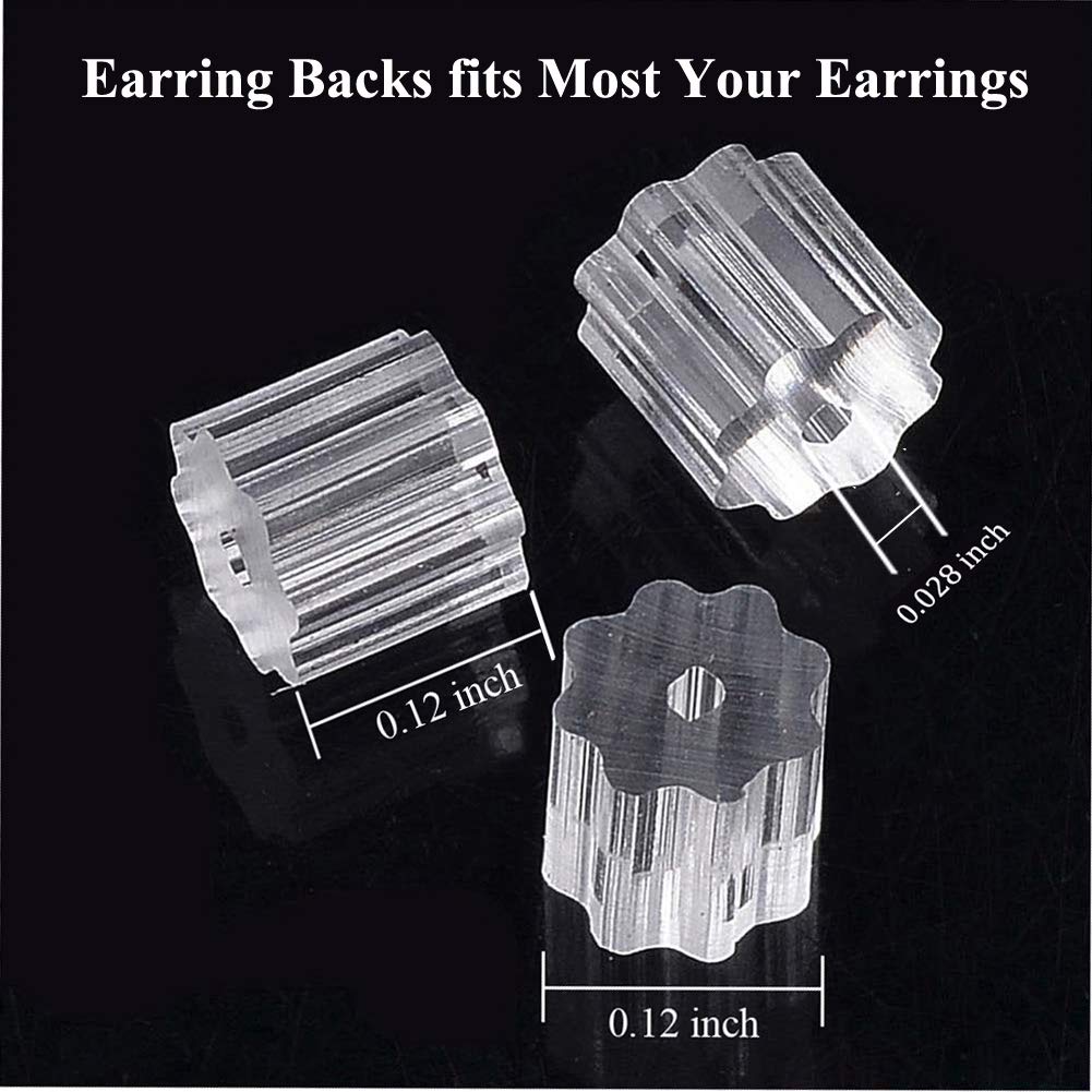 Clear Earring Backs, 1000PCS Earring Stoppers, Hypo-allergenic Jewelry Accessories, Silicone Earring Backing Replacements