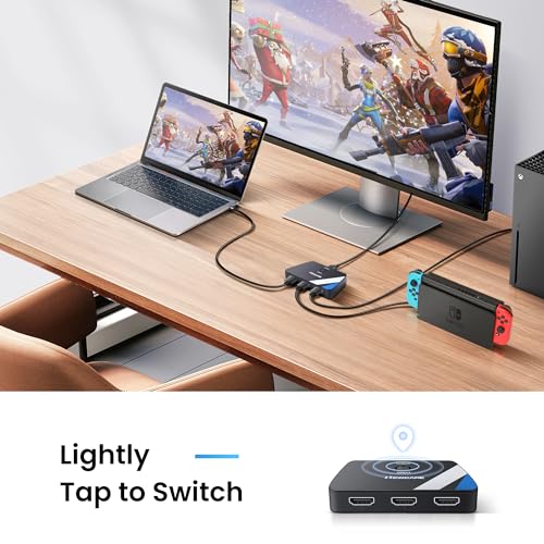 [Upgrade]NEWCARE HDMI Switch 3 in 1 Out, 4K@60Hz HDMI 2.0 Switch Splitter with 2.6FT HDMI Cable, 3-Port HDMI Switcher Selector, Supports 4K 30Hz 3D 1080P HDCP2.2 for PS5 Xbox DVD Player Fire Stick PC