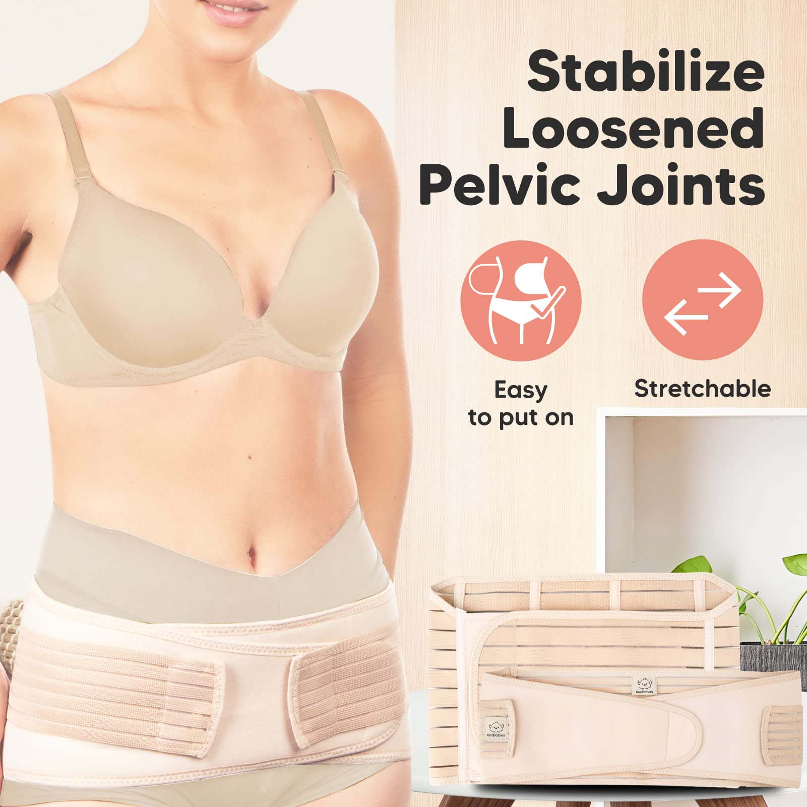 3 in 1 Postpartum Belly Support Recovery Wrap - Postpartum Belly Band, After Birth Brace, Slimming Girdles, Body Shaper Waist Shapewear, Post Surgery Pregnancy Belly Support Band (Classic Ivory, M/L)