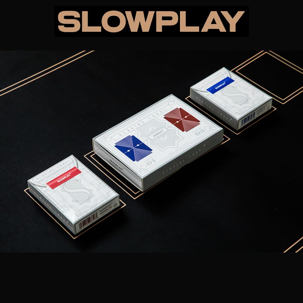 SLOWPLAY 100% Plastic Playing Cards, 2-Deck Poker Card Set, Jumbo Index, Poker Size, Superior Flexibility and Durability, Waterproof & Washable, Professional Playing Cards for Texas Hold’em Poker