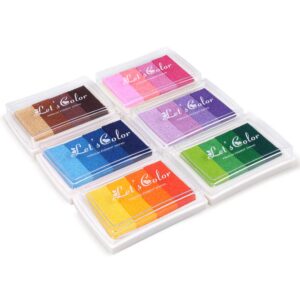 xoreart craft rainbow finger ink pads, set of 6 diy multicolor craft stamp pads for kids washable 24 colors