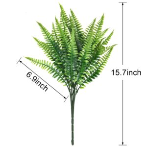 Dolicer 6 Pcs Artificial Boston Fern Plants, Boston Fern Bush Plant Shrubs Artificial Boston Fern Bush Plant Arrangement Greenery Bushes Artificial Shrubs for Wedding Garden Office Verandah Home Decor