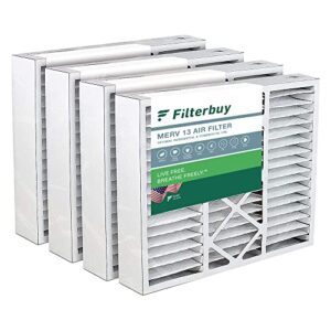 filterbuy 20x25x5 air filter merv 13 optimal defense (4-pack), pleated hvac ac furnace air filters for amana, coleman, gibson, goodman, york, and more (actual size: 20.18 x 25.31 x 5.25 inches)