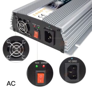 Marsrock 1000W Grid Tie Inverter, 20-50V DC to AC 110/120V Pure Sine Wave Inverter for 1000-1200W 24V, 30V, 36V PV Module or Wind Turbine (AC120V Silver)