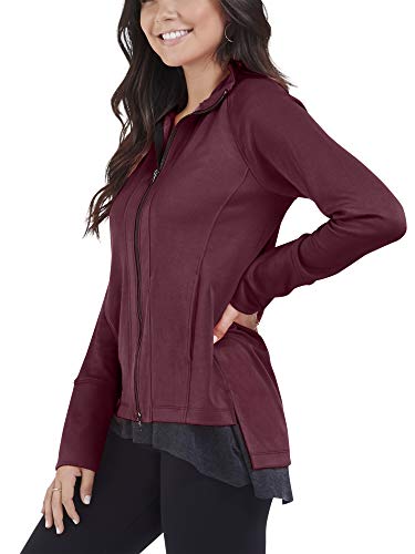 Seek No Further by Fruit of the Loom Women's Long Sleeve Full Zip Raglan Track Jacket, Athletic Maroon, Small