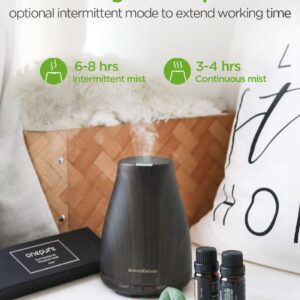 InnoGear Essential Oil Diffuser with Oils, 100ml Aromatherapy Diffuser with 6 Essential Oils Set, Aroma Cool Mist Humidifier Gift Set, Dark Wood Grain