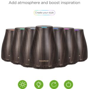 InnoGear Essential Oil Diffuser with Oils, 100ml Aromatherapy Diffuser with 6 Essential Oils Set, Aroma Cool Mist Humidifier Gift Set, Dark Wood Grain