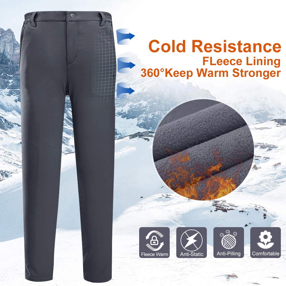 CAMELSPORTS Women Winter Outdoor Pants Waterproof Fleece Lined Warm Ski Snowboard Pants for Hiking Work Cycling Camping Gray