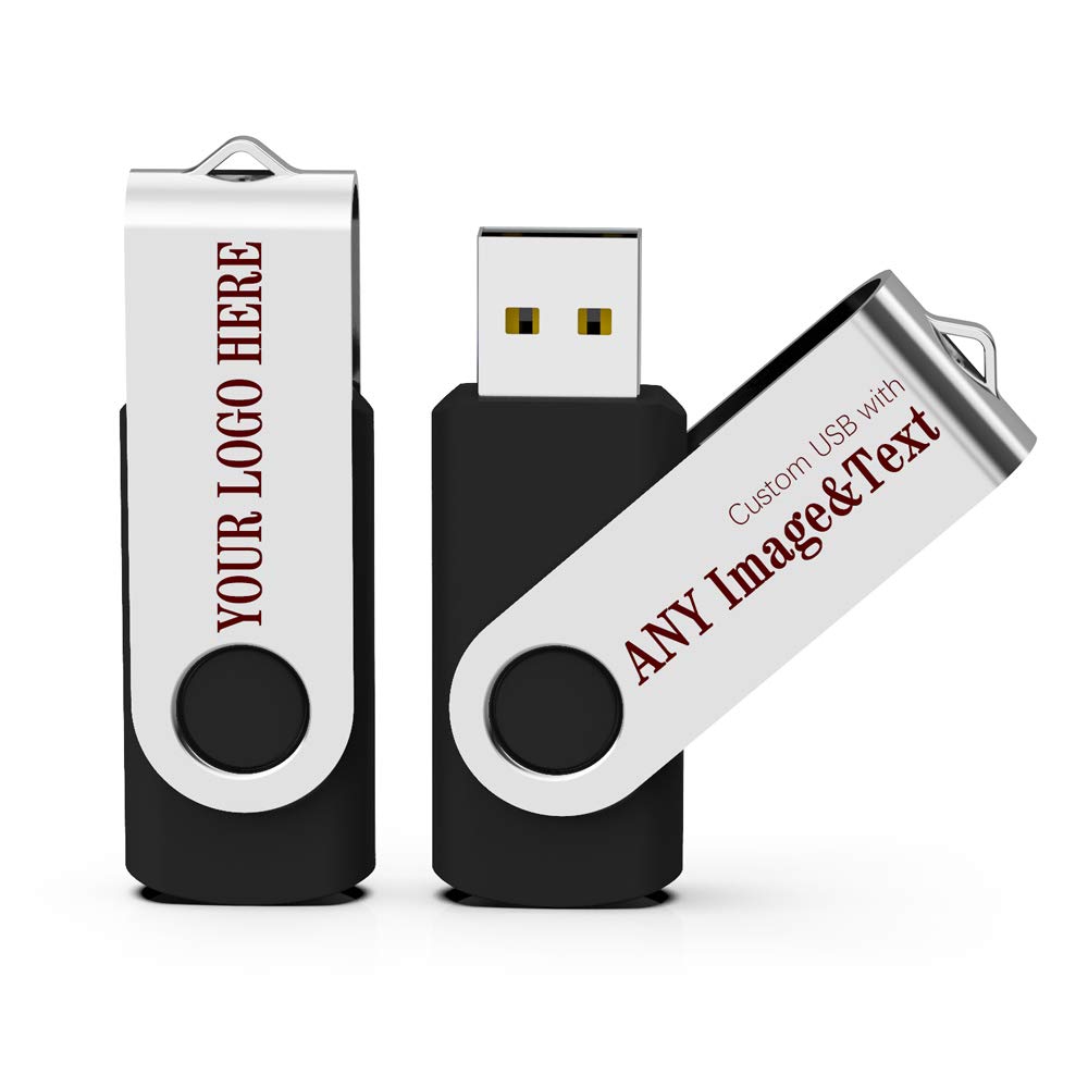 Custom USB Flash Drive 16GB 25 Pack Wholesale Bulk Personalized USB Thumb Drives Customized Logo USB Drive Memory Stick (16GB, 25PCS Black)