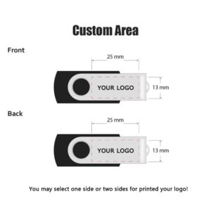 Custom USB Flash Drive 16GB 25 Pack Wholesale Bulk Personalized USB Thumb Drives Customized Logo USB Drive Memory Stick (16GB, 25PCS Black)