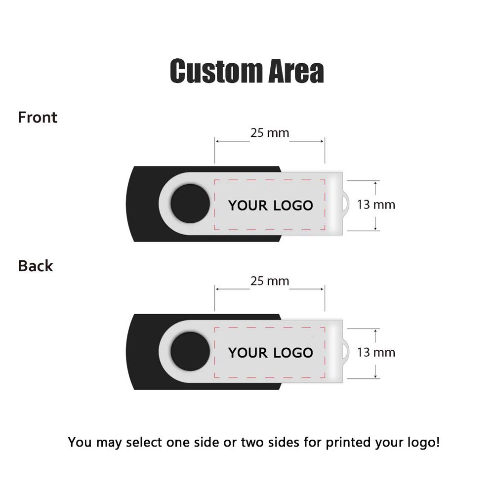 Custom USB Flash Drive 16GB 25 Pack Wholesale Bulk Personalized USB Thumb Drives Customized Logo USB Drive Memory Stick (16GB, 25PCS Black)