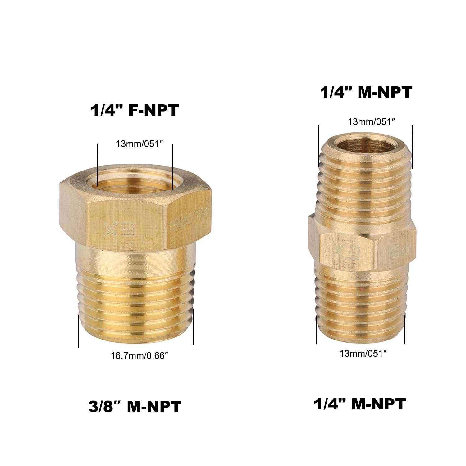 CREEXEON Pressure Washer Accessory Adapter Set, 3/8" NPT 1/4" NPT Reducer Kit