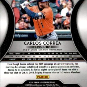 2019 Panini Prizm #85 Carlos Correa Houston Astros Baseball Card