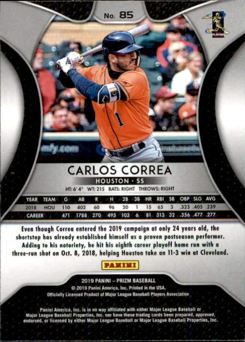 2019 Panini Prizm #85 Carlos Correa Houston Astros Baseball Card