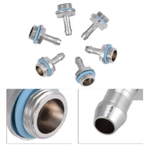 Wendry PC Water Cooling Barb Fitting, Two-Touch Fitting G1/4 Thread Barb Connector for Computer Cooling System(Pack of 6)(6mm)