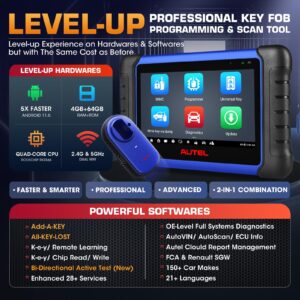 Autel MaxiIM IM508S: 2024 Pro Key Fob Programming Tool w/ XP200 Programmer, IM508 KM100 Upgrade, OS11 4+64G 2.4&5G WiFi, 3000+ Active Test OE Full Diagnosis, 40+ Resets As MK900 MX900, FCA SGW