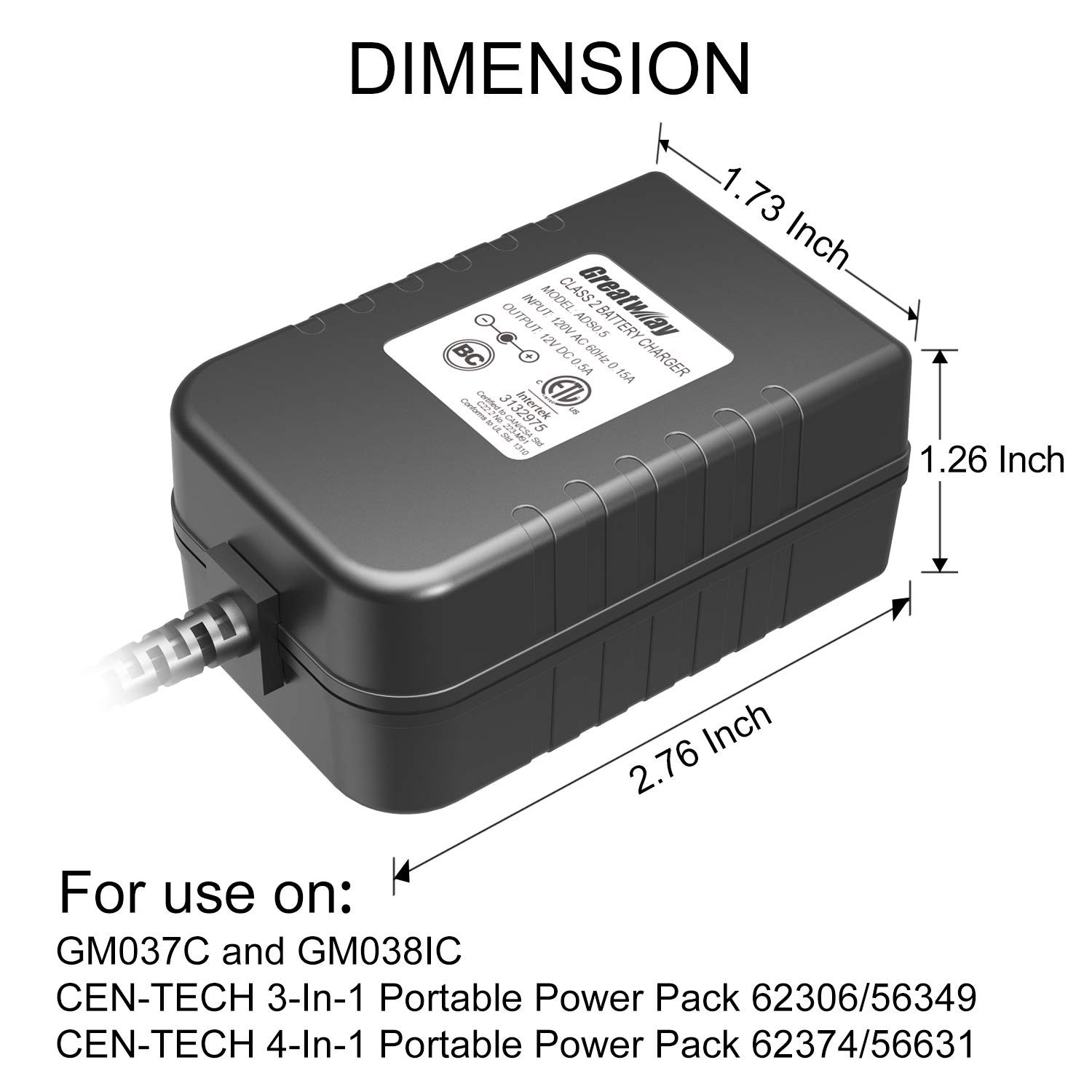 Greatway Class 2 Battery Charger ADS0.5 12V 0.5A