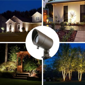 4W LED Landscape Lighting Low Voltage Landscape Lights Spotlights GL101-BZLED8 AC/DC 12V Warm White Waterproof for Driveway,Yard, Lawn,Patio,Walls,Trees,Flags,Outdoor Light (Bronze, 8 Pack)