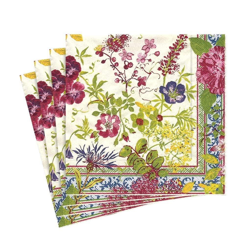 Caspari Millefleurs Paper Luncheon Napkins, Two Packs of 20