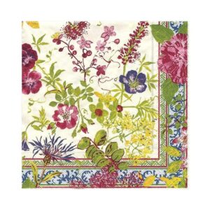 Caspari Millefleurs Paper Luncheon Napkins, Two Packs of 20