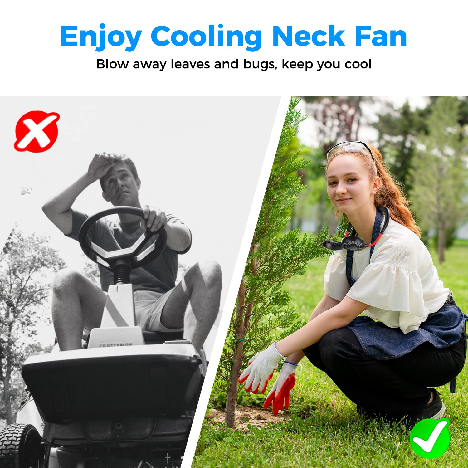 Neck Fan,Portable Neck Fans Rechargeable Personal Fans For Your Neck Wearable Fan Neck Air Conditioner Cooling Neck Fan With 360 Degree Rotation 2000mAh For Travel Sports Walking And Outdoor Working