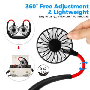 Neck Fan,Portable Neck Fans Rechargeable Personal Fans For Your Neck Wearable Fan Neck Air Conditioner Cooling Neck Fan With 360 Degree Rotation 2000mAh For Travel Sports Walking And Outdoor Working