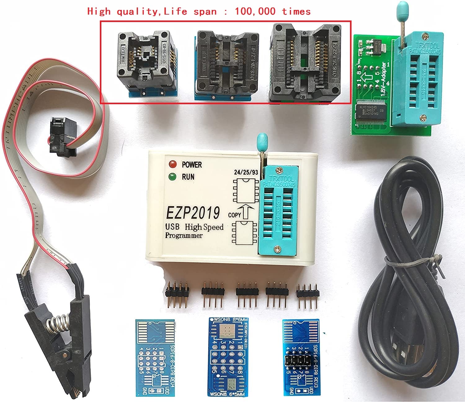 EZP2019 High Speed USB SPI chip Programmer IC eprom Programmer Socket Support 24 25 93 EEPROM Flash Bios